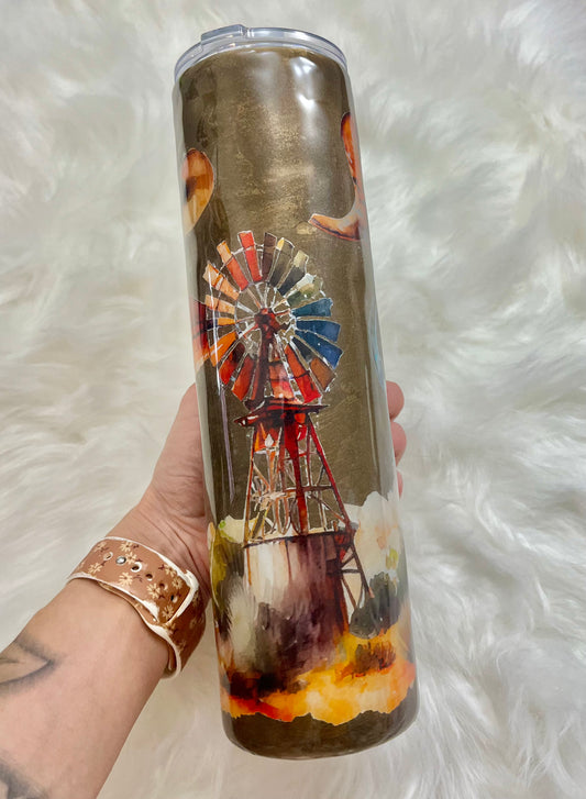 Western Farm Antique Bronzed Epoxy Tumbler 32oz