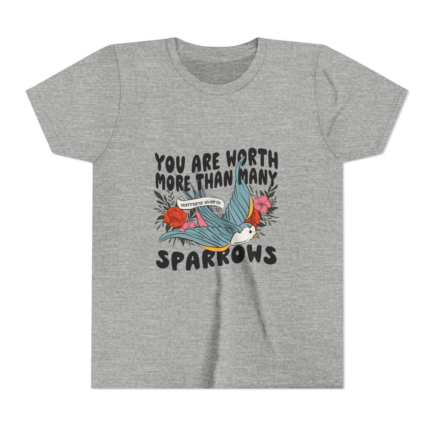 You Are Worth More Than Many Sparrows Youth Tee — Inspirational Kids Graphic T-Shirt