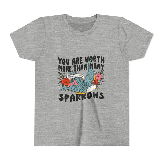 You Are Worth More Than Many Sparrows Youth Tee — Inspirational Kids Graphic T-Shirt