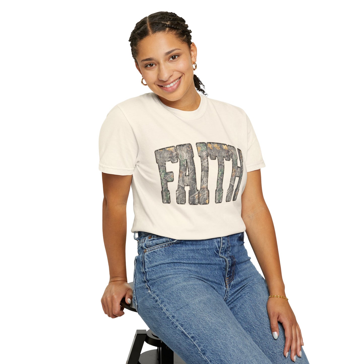 FAITH Vintage Camo block lettering T-Shirt | Faith typography tee