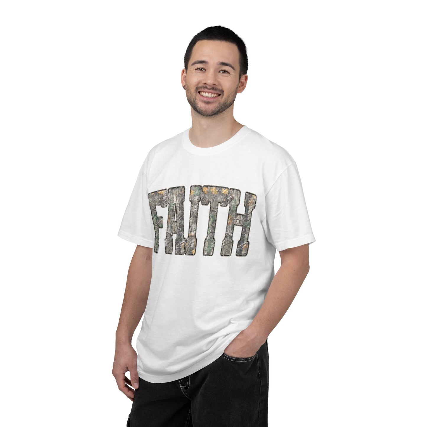 FAITH Vintage Camo block lettering T-Shirt | Faith typography tee