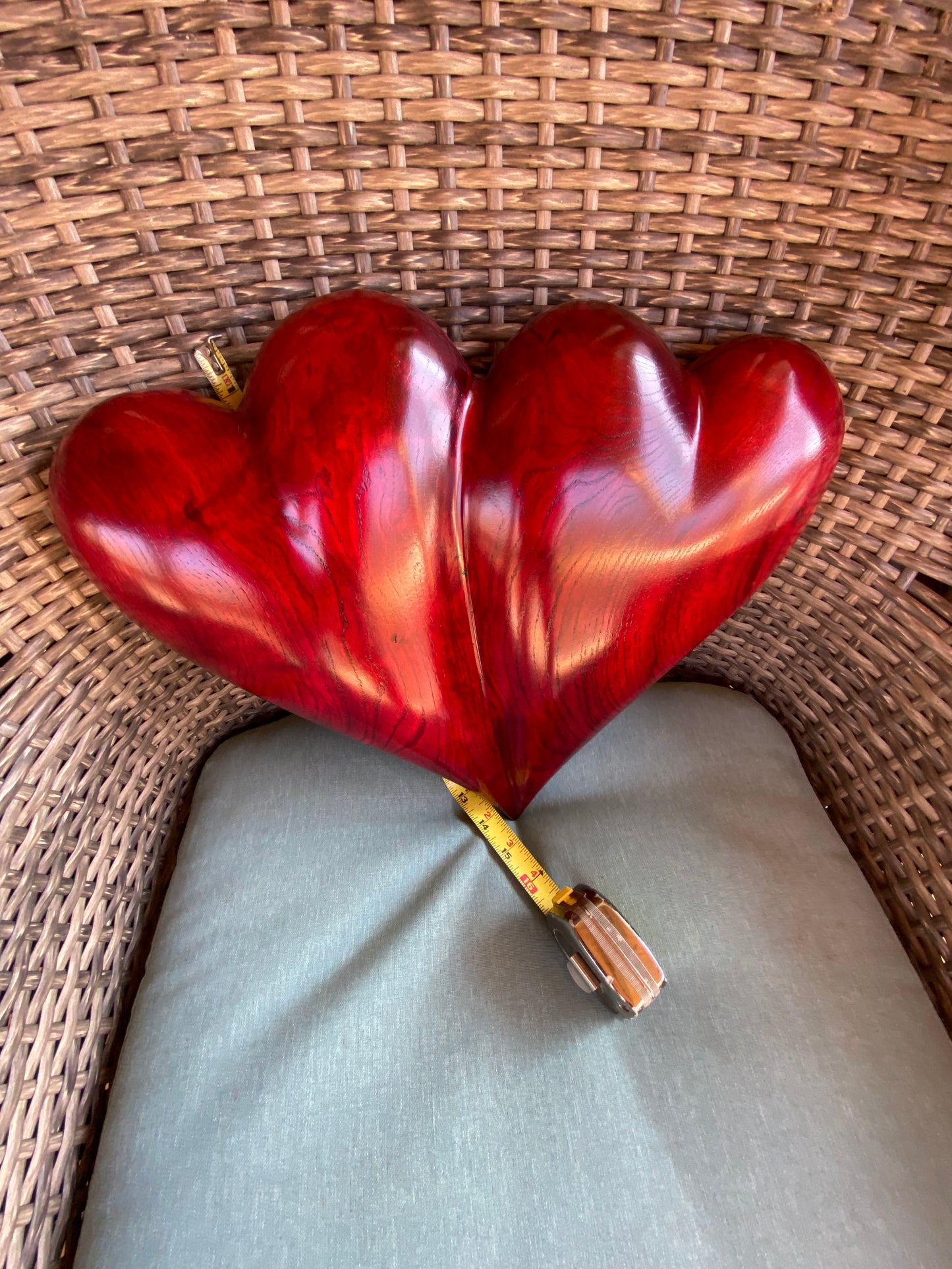 Large Red Wedding Two Become One Double 3D Heart Sculpture Anniversaries gift 20th anniversary wooden Art birthday gift Mother’s Day gift Wooden heart