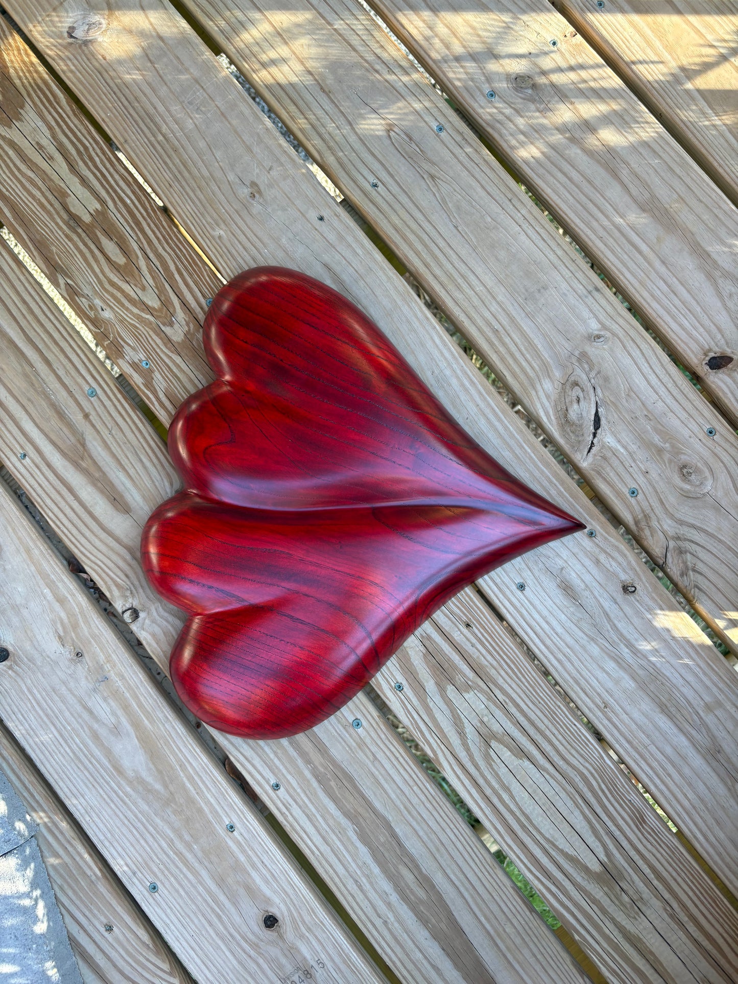 Large RED Wedding Two Become One Double 3D Heart Sculpture Anniversaries gift 20th anniversary wooden Art birthday gift Mother’s Day gift Wooden heart