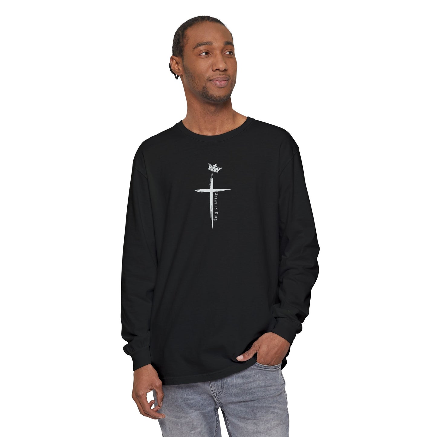Christian Long Sleeve Tee — "So I Throw Up My Hands and Praise You Again & Again" front & back Print