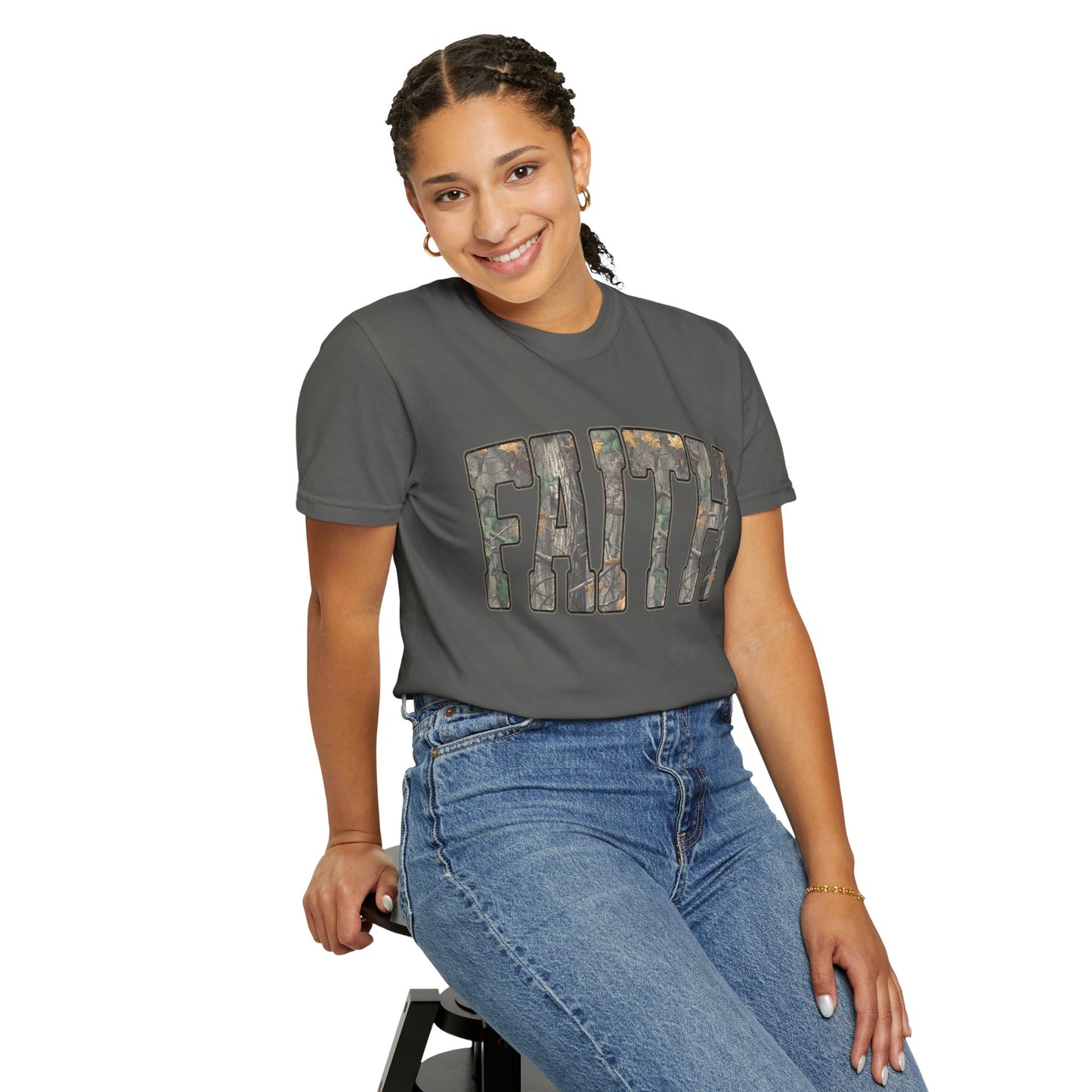 FAITH Vintage Camo block lettering T-Shirt | Faith typography tee