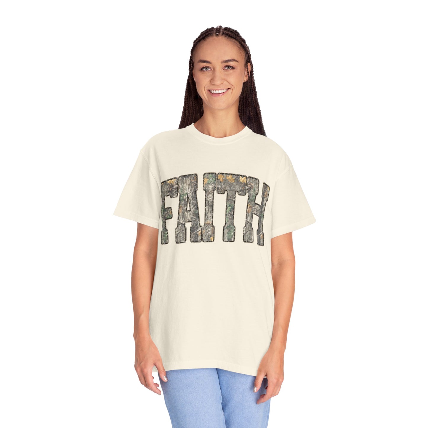 FAITH Vintage Camo block lettering T-Shirt | Faith typography tee
