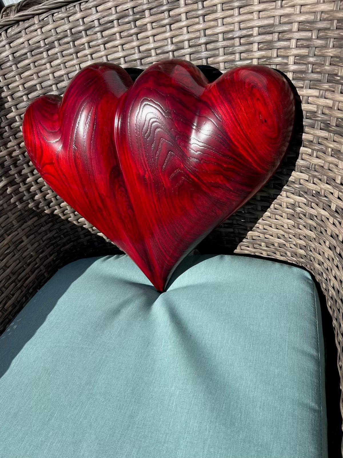 Large Red Wedding Two Become One Double 3D Heart Sculpture Anniversaries gift 20th anniversary wooden Art birthday gift Mother’s Day gift Wooden heart