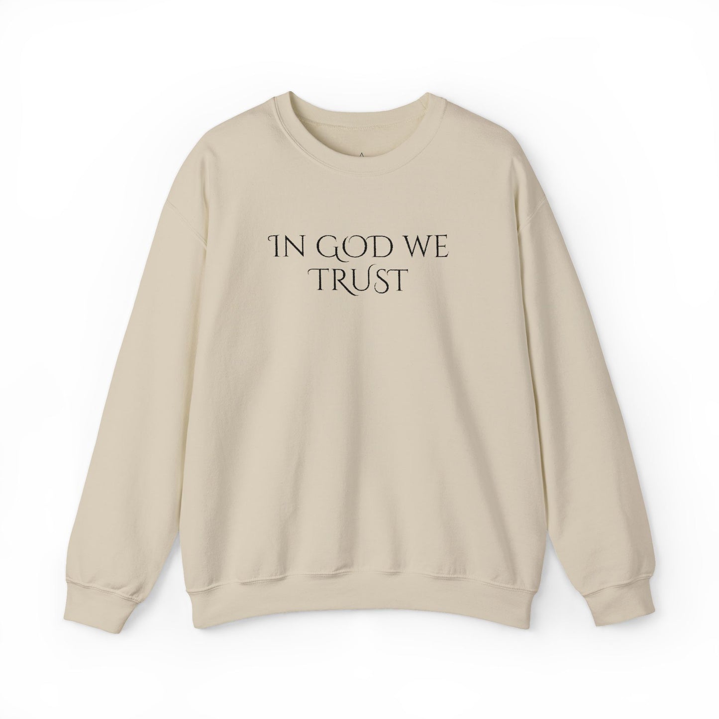 Embordered In God We Trust Crewneck Sweatshirt Faith-Based Minimalist Pullover