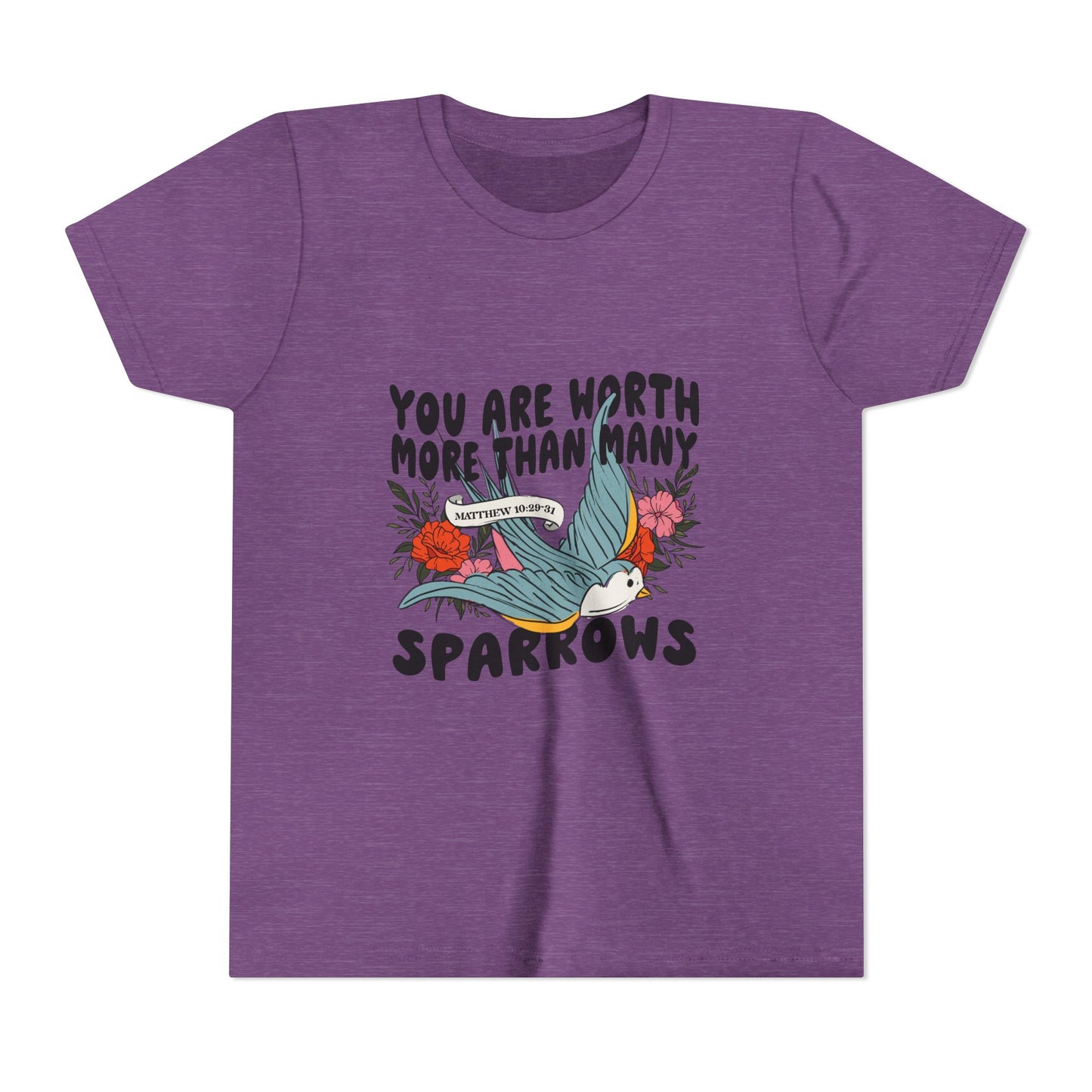 You Are Worth More Than Many Sparrows Youth Tee — Inspirational Kids Graphic T-Shirt