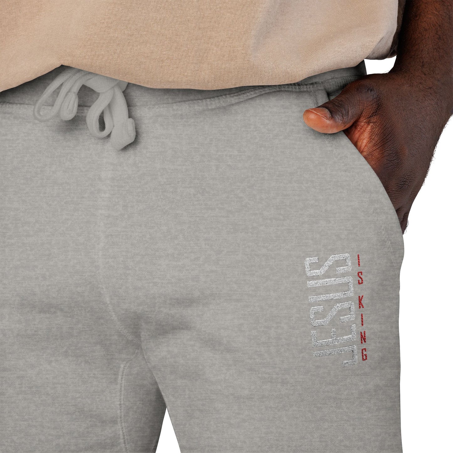Jesus is King Embroidered Fleece Sweatpants — Cozy Casual Joggers