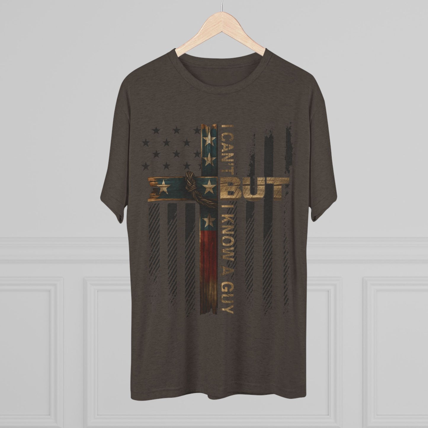 T-Shirt — "I Can’t, But I Know A Guy" Distressed American Flag Tee