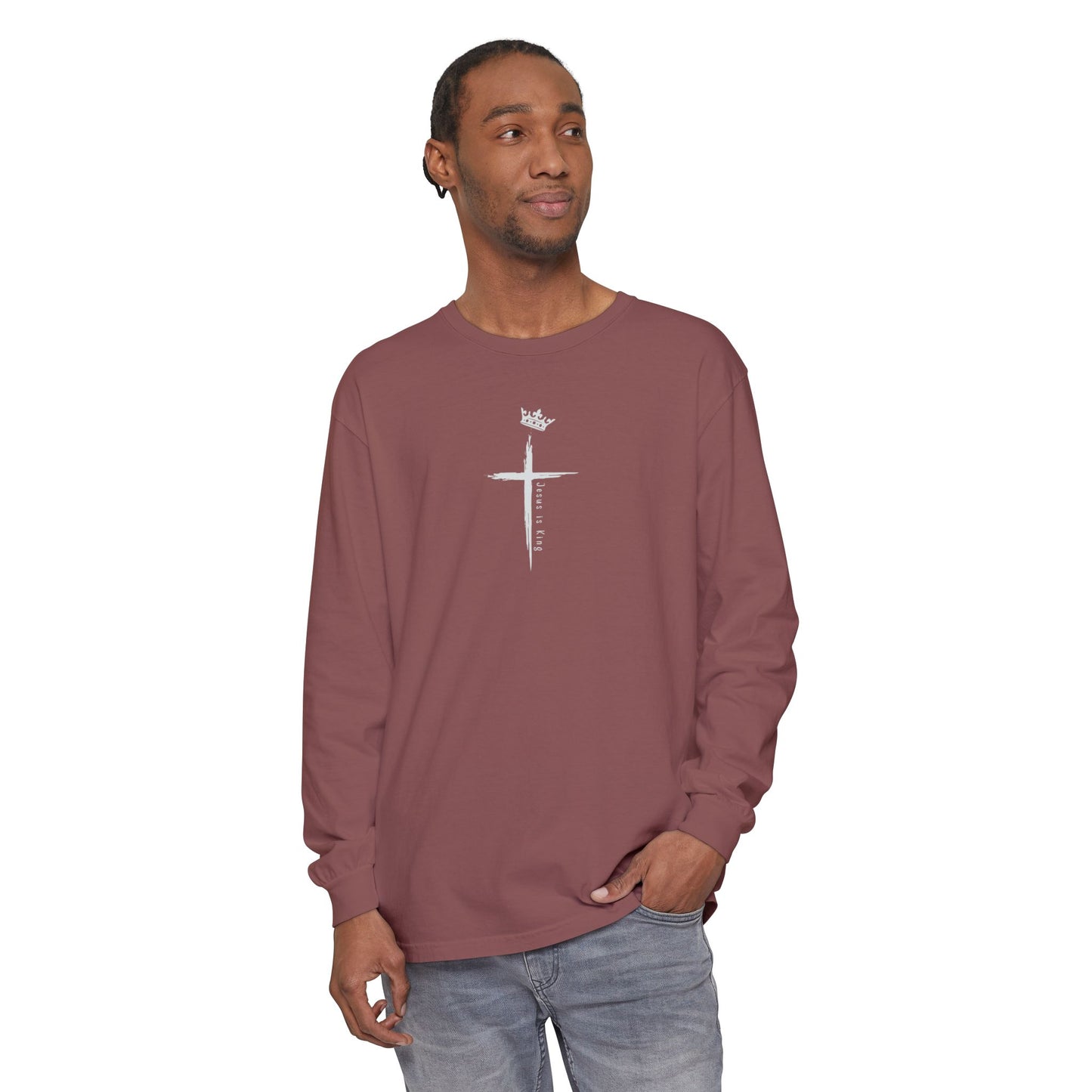 Christian Long Sleeve Tee — "So I Throw Up My Hands and Praise You Again & Again" front & back Print