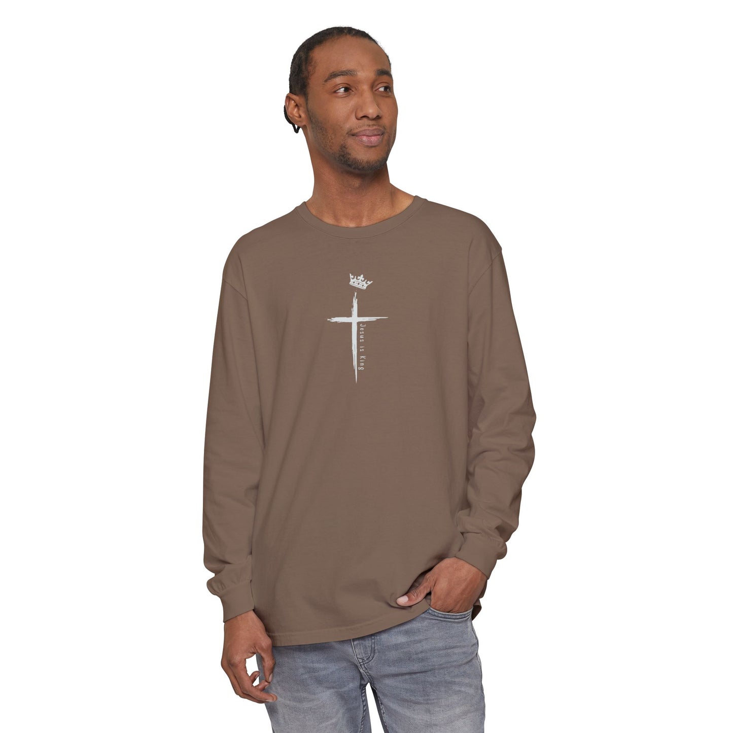 Christian Long Sleeve Tee — "So I Throw Up My Hands and Praise You Again & Again" front & back Print