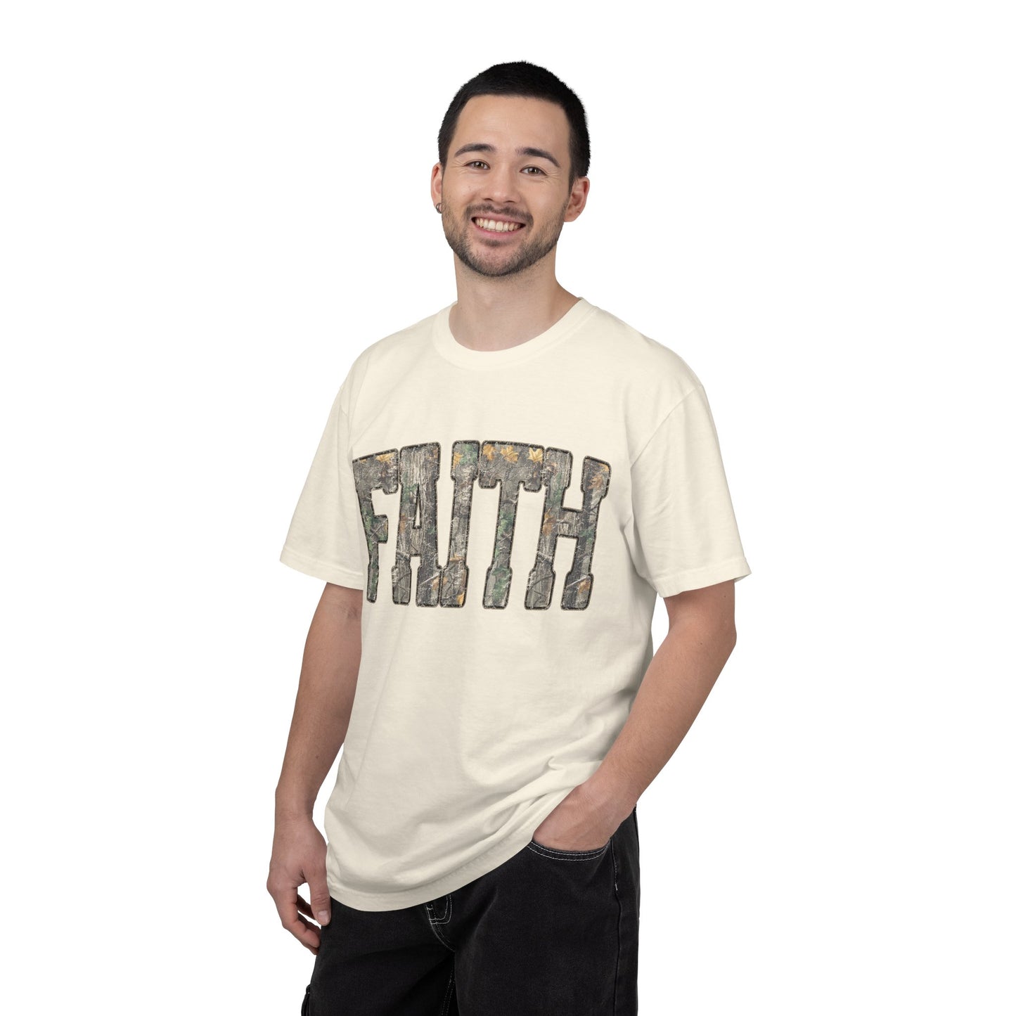 FAITH Vintage Camo block lettering T-Shirt | Faith typography tee