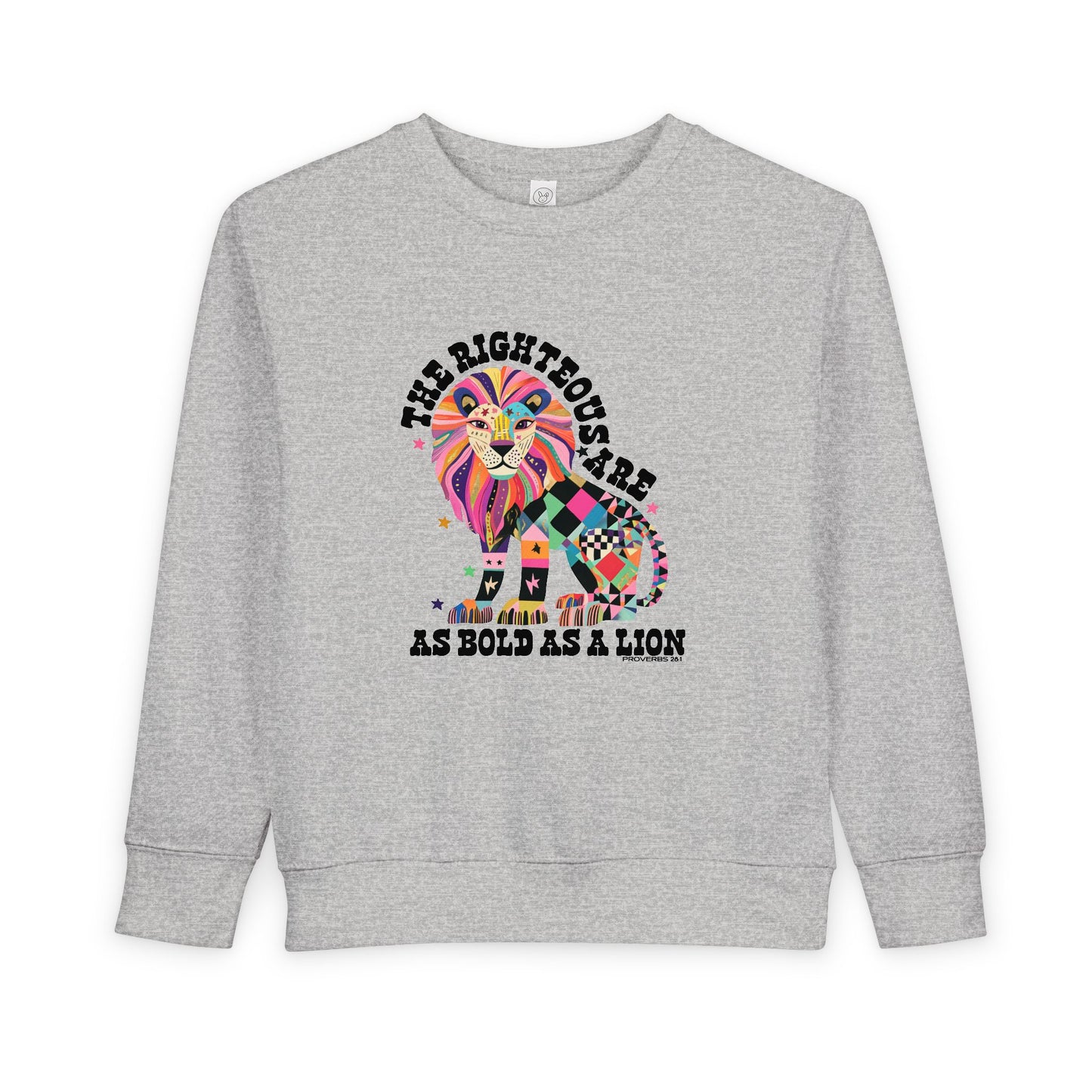 Toddler Sweatshirt Colorful Patchwork Lion “Be Fearless, Be Bold as a Lion”