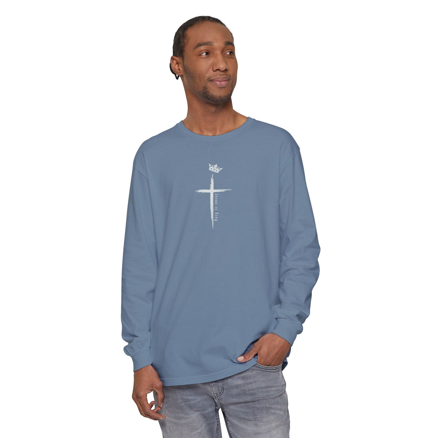 Christian Long Sleeve Tee — "So I Throw Up My Hands and Praise You Again & Again" front & back Print