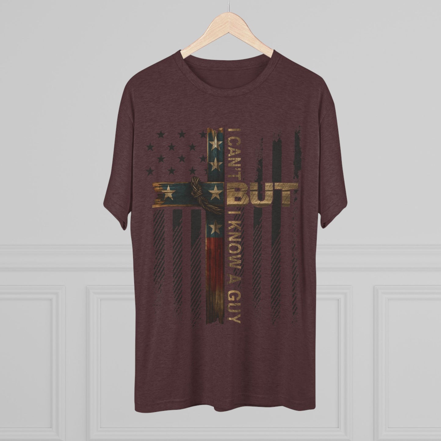 T-Shirt — "I Can’t, But I Know A Guy" Distressed American Flag Tee