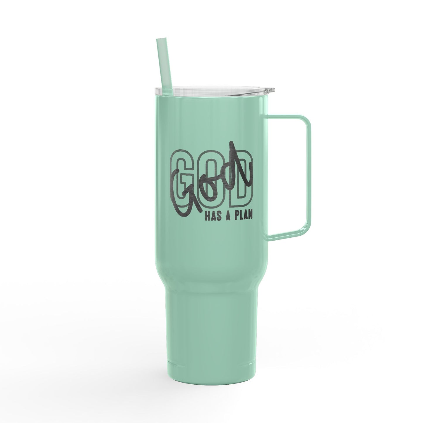 God Has a Plan Engraved 40oz Insulated Tumblers Travel Mug with Lid & Straw