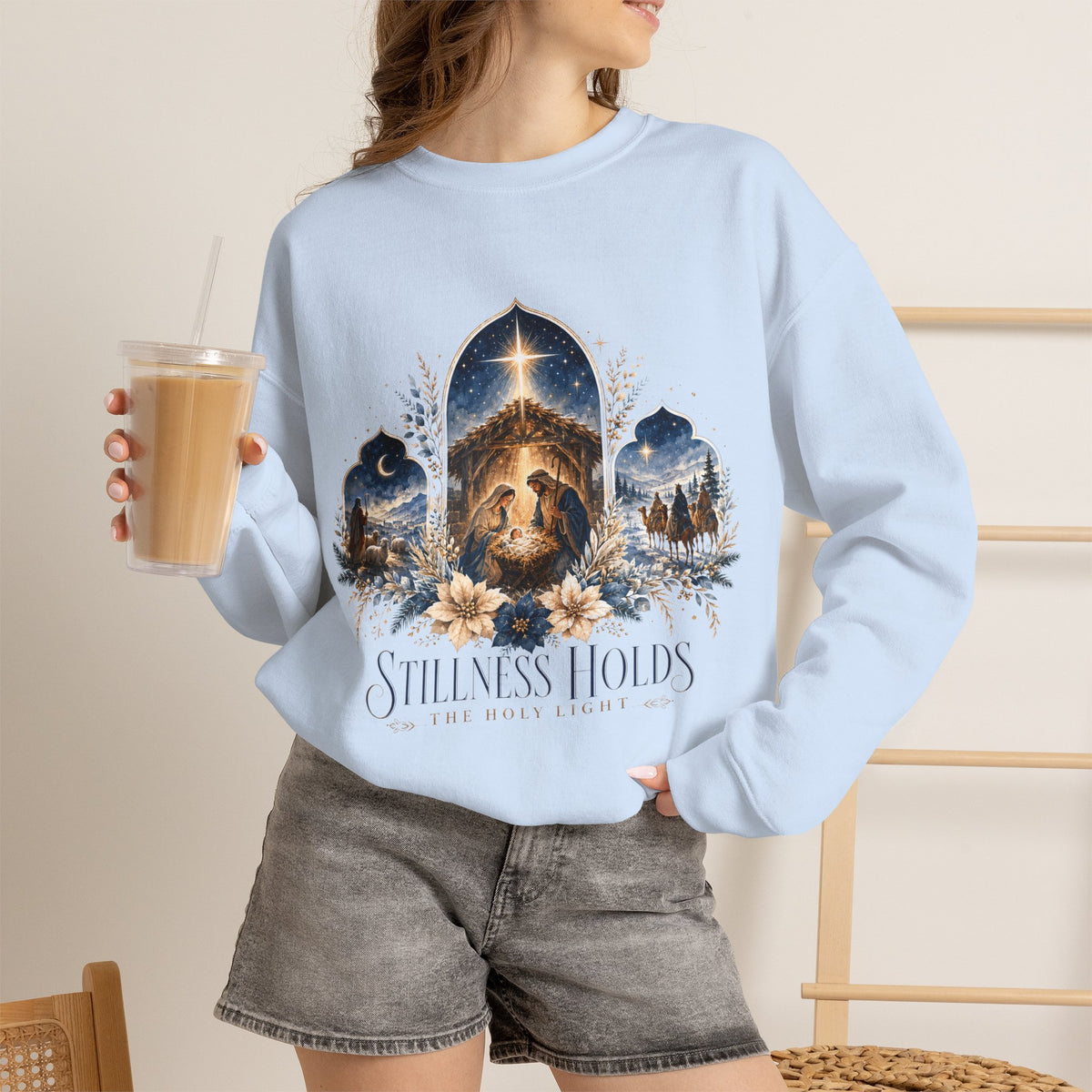 Stillness Holds Inspirational Lion Christian Crewneck Sweatshirt