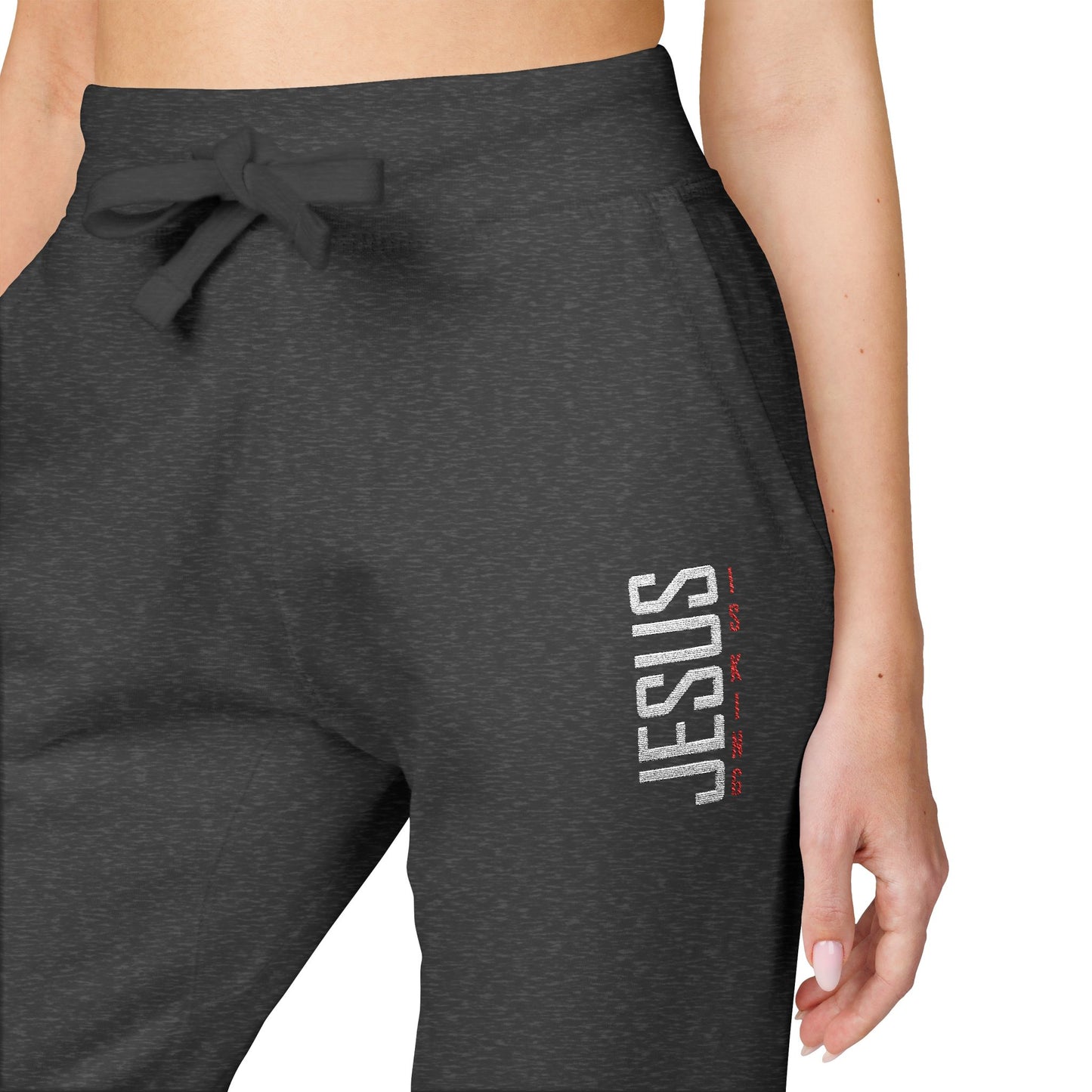 Jesus is King Embroidered Fleece Sweatpants — Cozy Casual Joggers