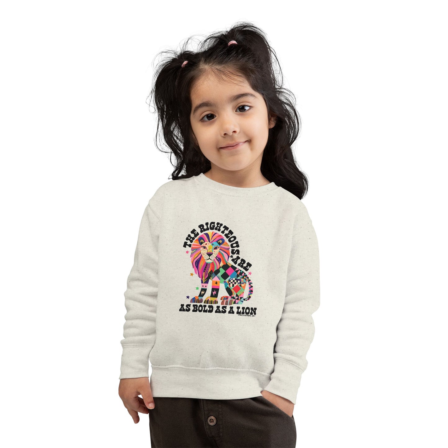 Toddler Sweatshirt Colorful Patchwork Lion “Be Fearless, Be Bold as a Lion”