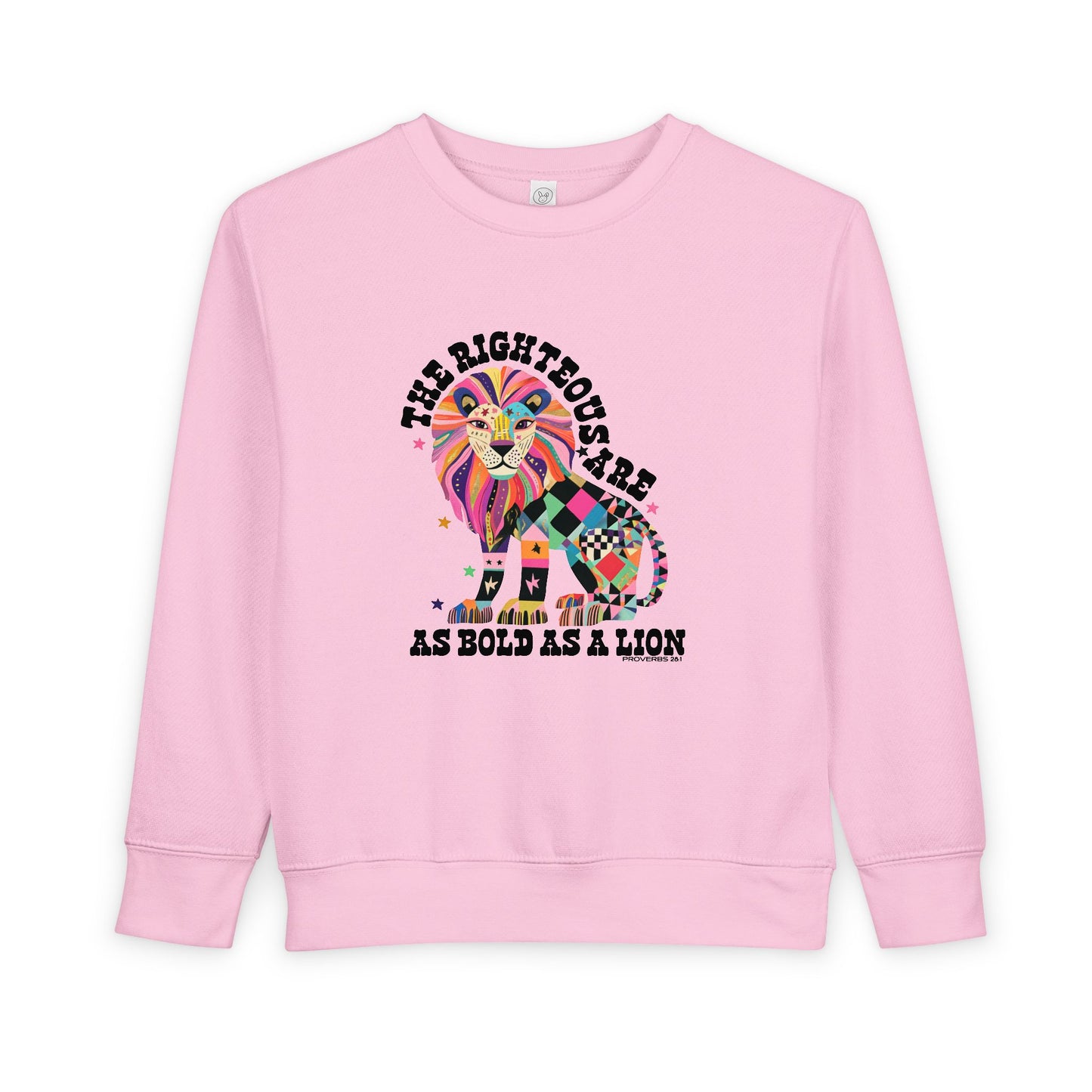 Toddler Sweatshirt Colorful Patchwork Lion “Be Fearless, Be Bold as a Lion”