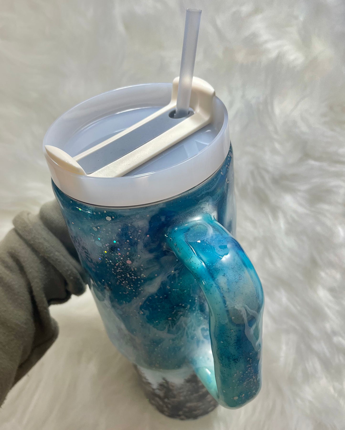 Winter wonderland 40oz Tumbler with handle Christmas Gifts Christmas Epoxy Tumblers Winter Wonderland