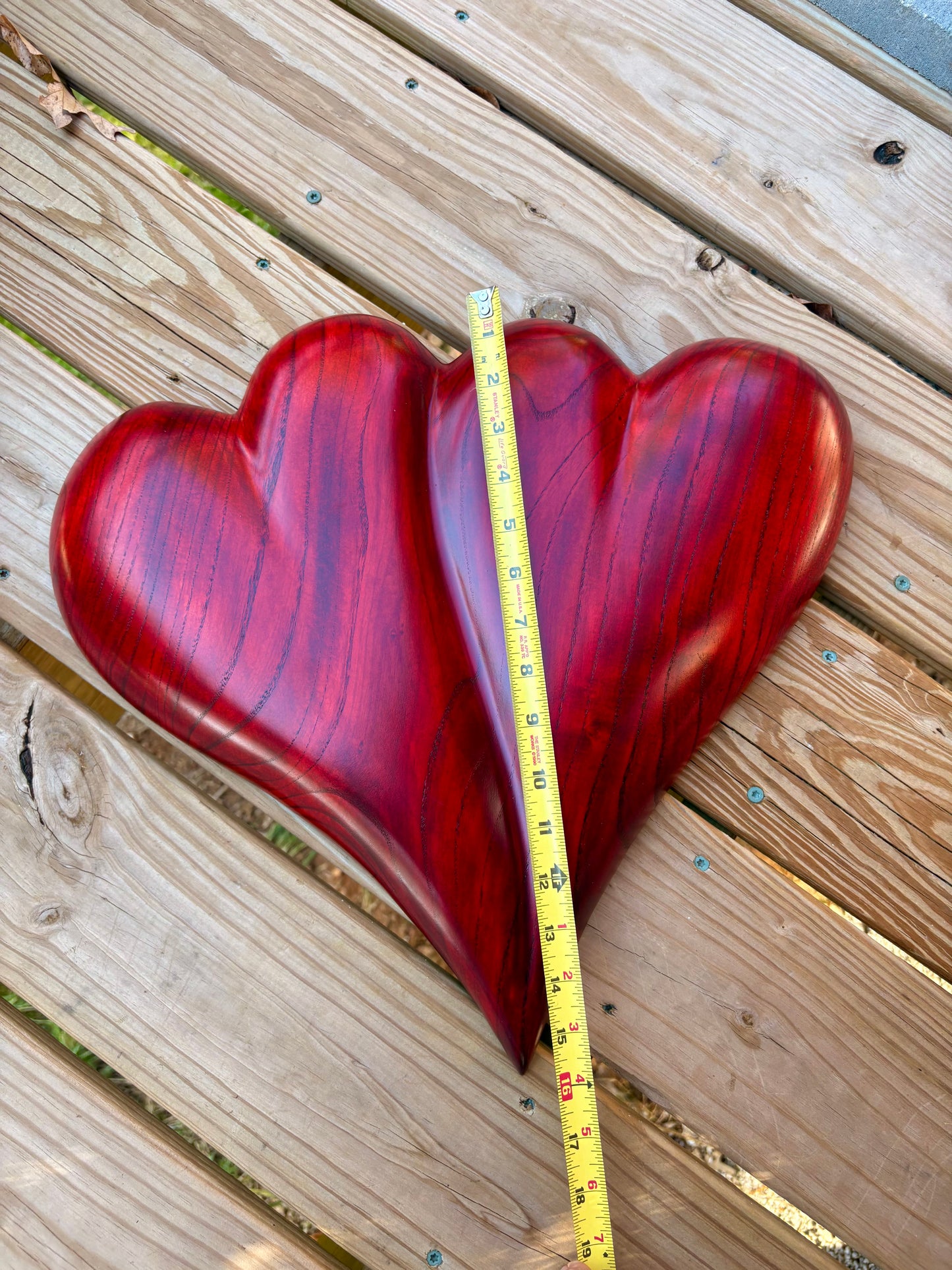 Large RED Wedding Two Become One Double 3D Heart Sculpture Anniversaries gift 20th anniversary wooden Art birthday gift Mother’s Day gift Wooden heart