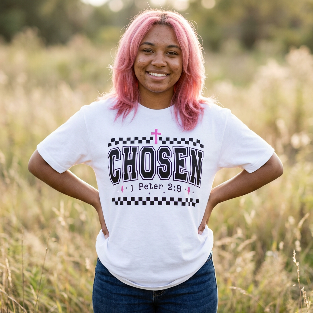 Chosen Graphic Tee — 1 Peter 2:9 Christian Oversized T-Shirt