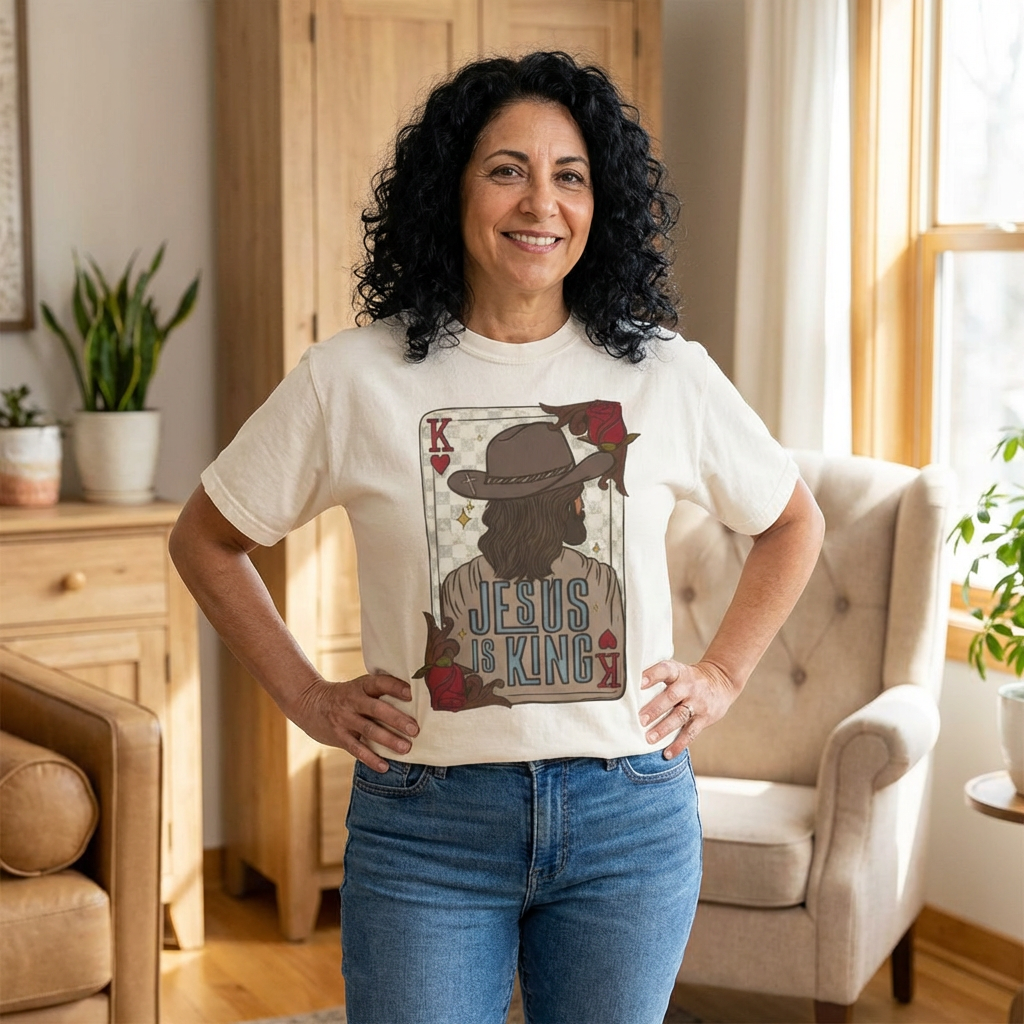Jesus Is King Cowboy Playing Card T-Shirt | Christian Western Tee