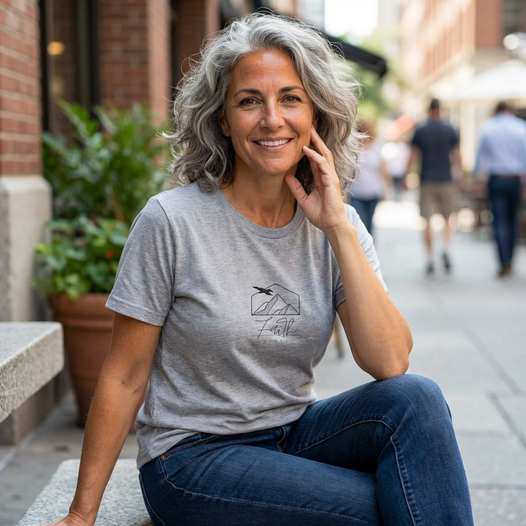 T-Shirt  Minimalist Mountain Flight Tee  "Faith Over Fear"