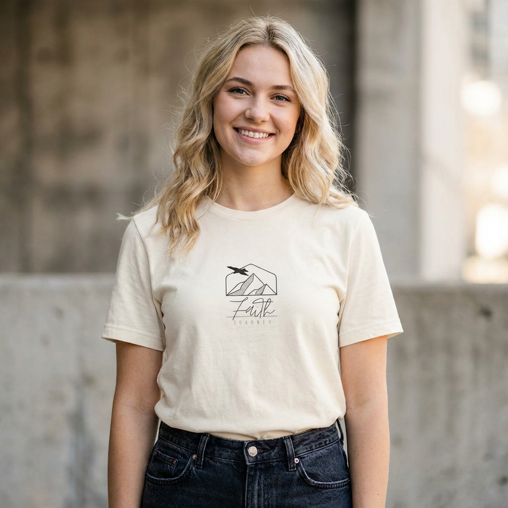 T-Shirt  Minimalist Mountain Flight Tee  "Faith Over Fear"