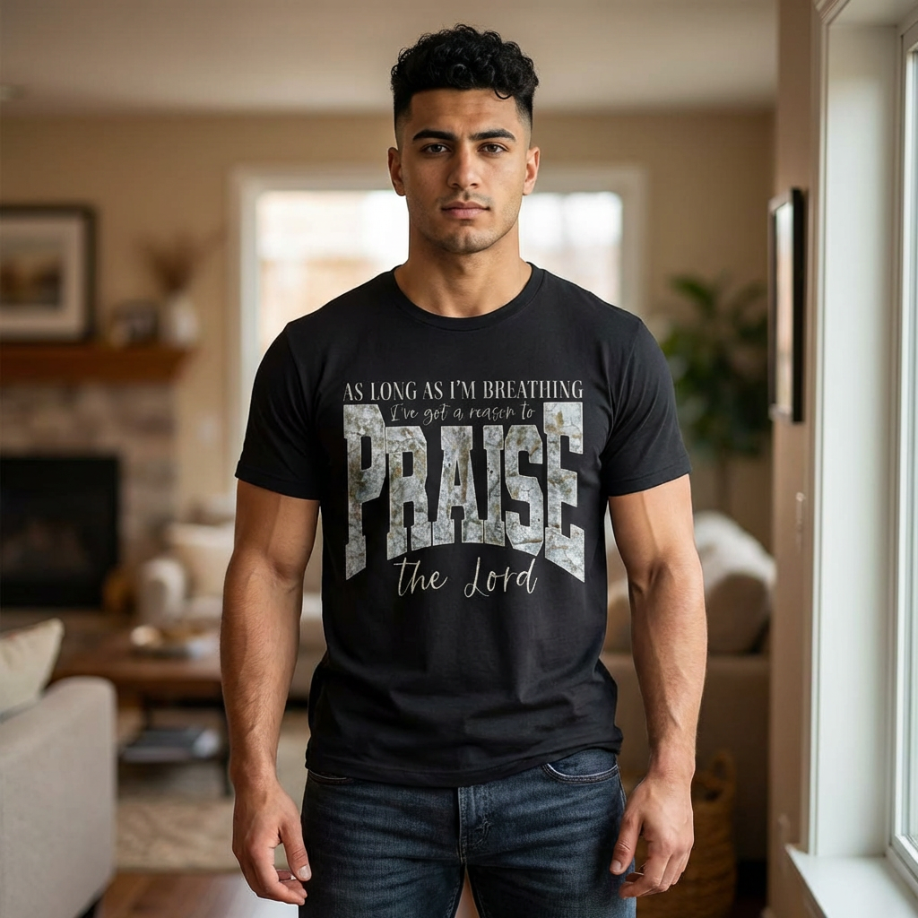 Oversized Praise the Lord Tee — "As Long as I'm Breathing I've Got a Reason to Praise" Christian Graphic T-Shirt