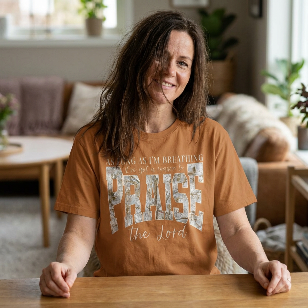Oversized Praise the Lord Tee — "As Long as I'm Breathing I've Got a Reason to Praise" Christian Graphic T-Shirt
