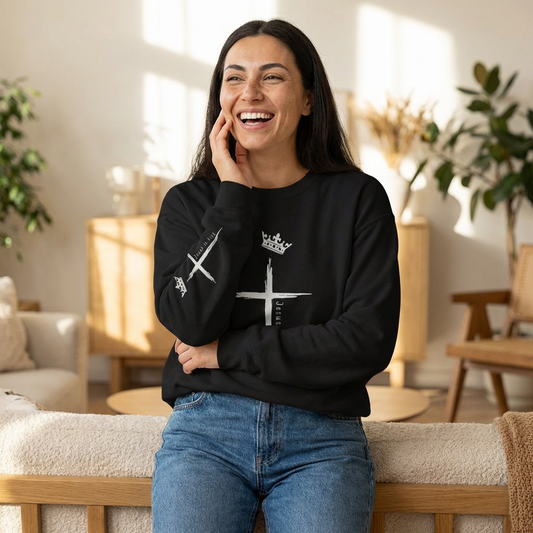 Religious Cross Crewneck Sweatshirt — Minimalist Faith Pullover