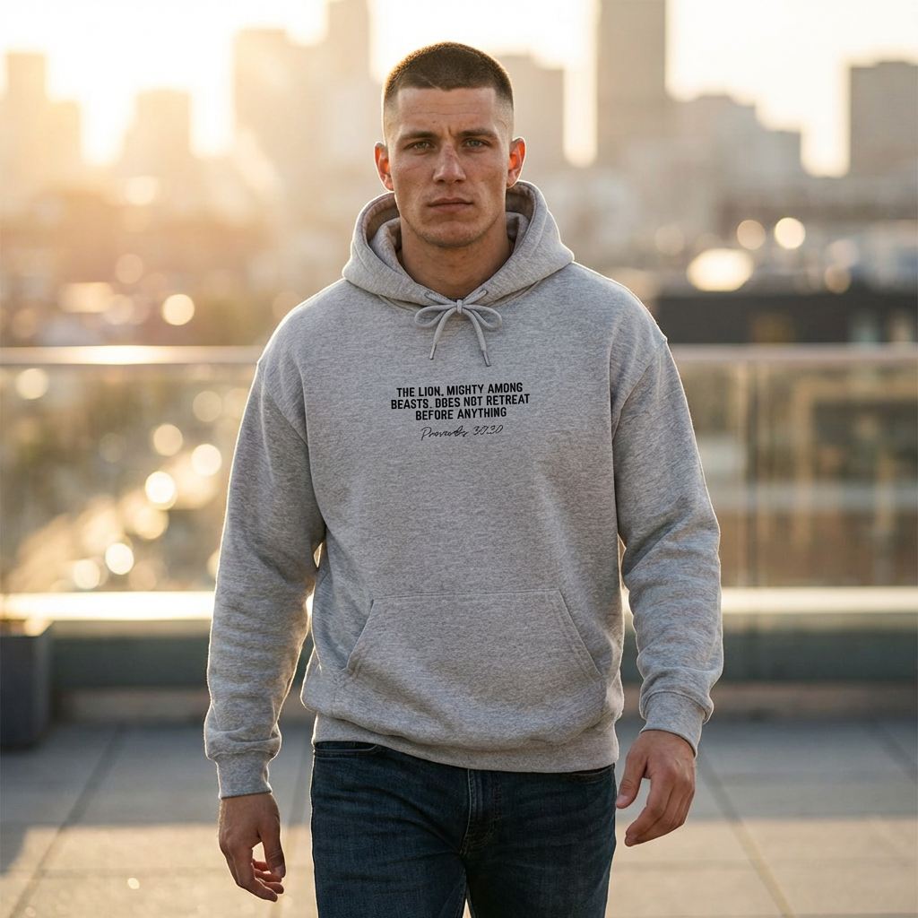 Lion of Judah Hoodie — 'The Lion, mighty among beasts' Christian Faith Pullover