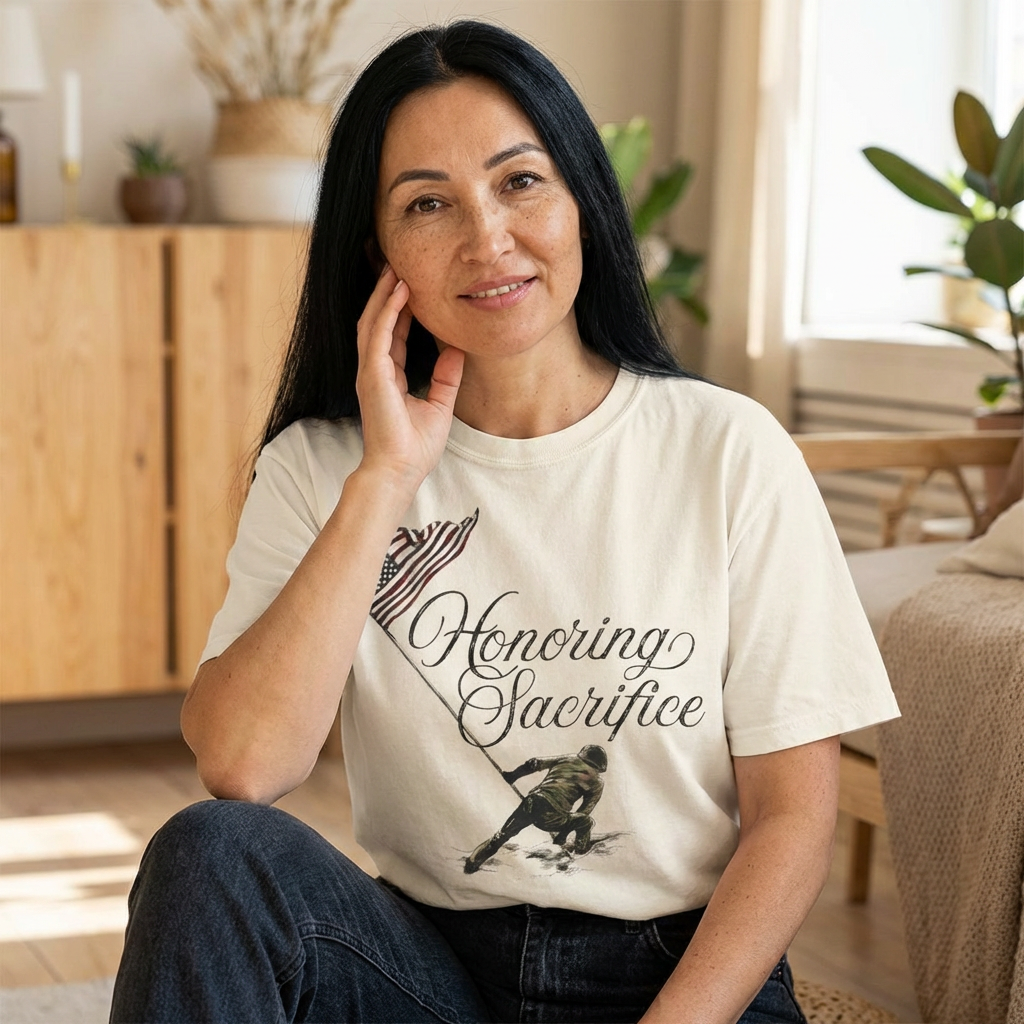 Honoring Sacrifice T-Shirt — Veteran Memorial Flag Tribute Tee