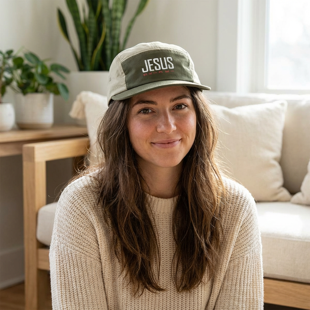 Jesus Embroidered Nylon Cap — Two-Tone Lightweight Faith Dad Hat