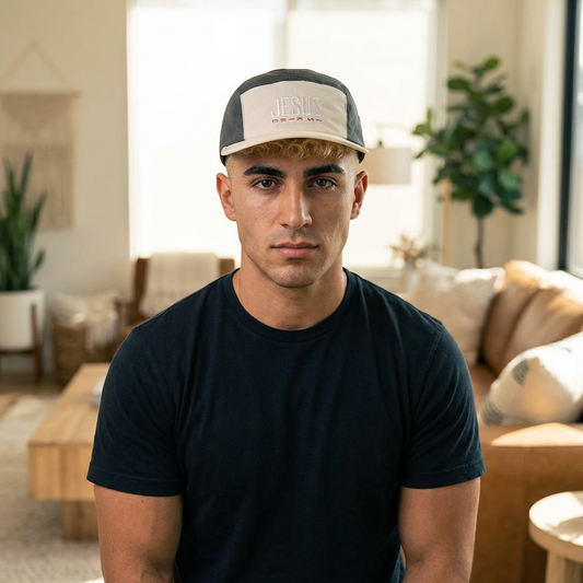Jesus Embroidered Nylon Cap — Two-Tone Lightweight Faith Dad Hat