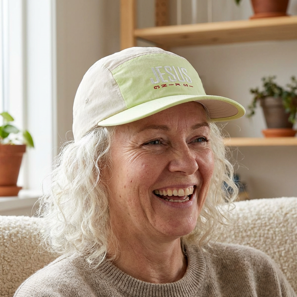 Jesus Embroidered Nylon Cap — Two-Tone Lightweight Faith Dad Hat