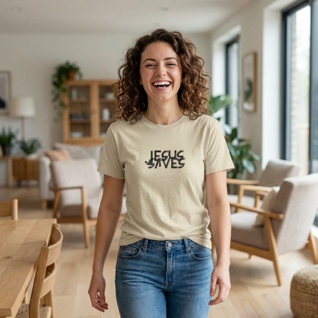 Jesus Saves T-Shirt — Christian Faith Graphic Tee (Front & Back Text)