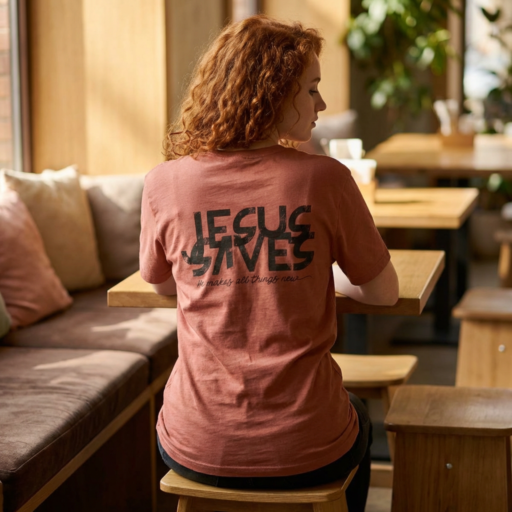 Jesus Saves T-Shirt — Christian Faith Graphic Tee (Front & Back Text)