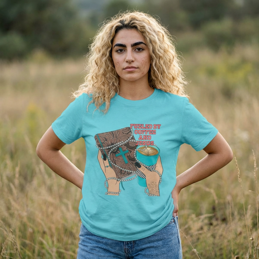 Fueled by Coffee and Jesus Western Tee | Christian Cowboy Graphic