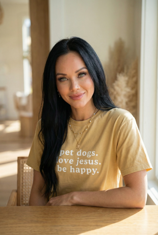 Pet Dogs Love Jesus be Happy Tee Shirt, T-Shirt  Christian Dog Lover Tee