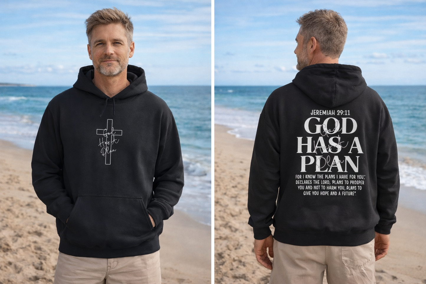 Religious Hoodie — "God Has a Plan" Cross Pullover