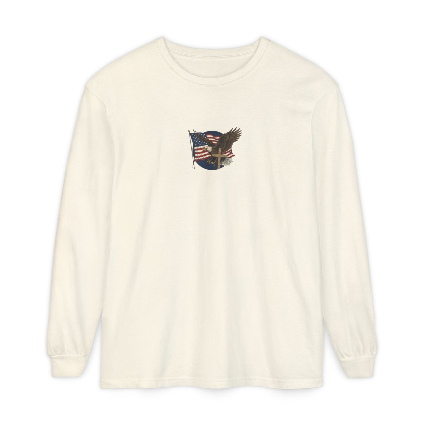 Patriotic Eagle Long Sleeve Tee — American Flag Graphic