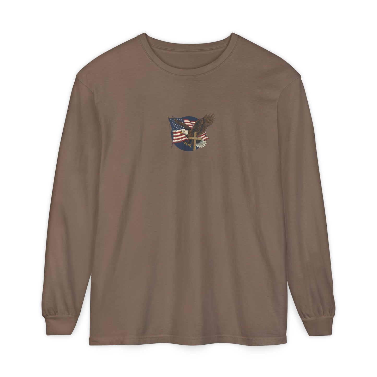 Patriotic Eagle Long Sleeve Tee — American Flag Graphic