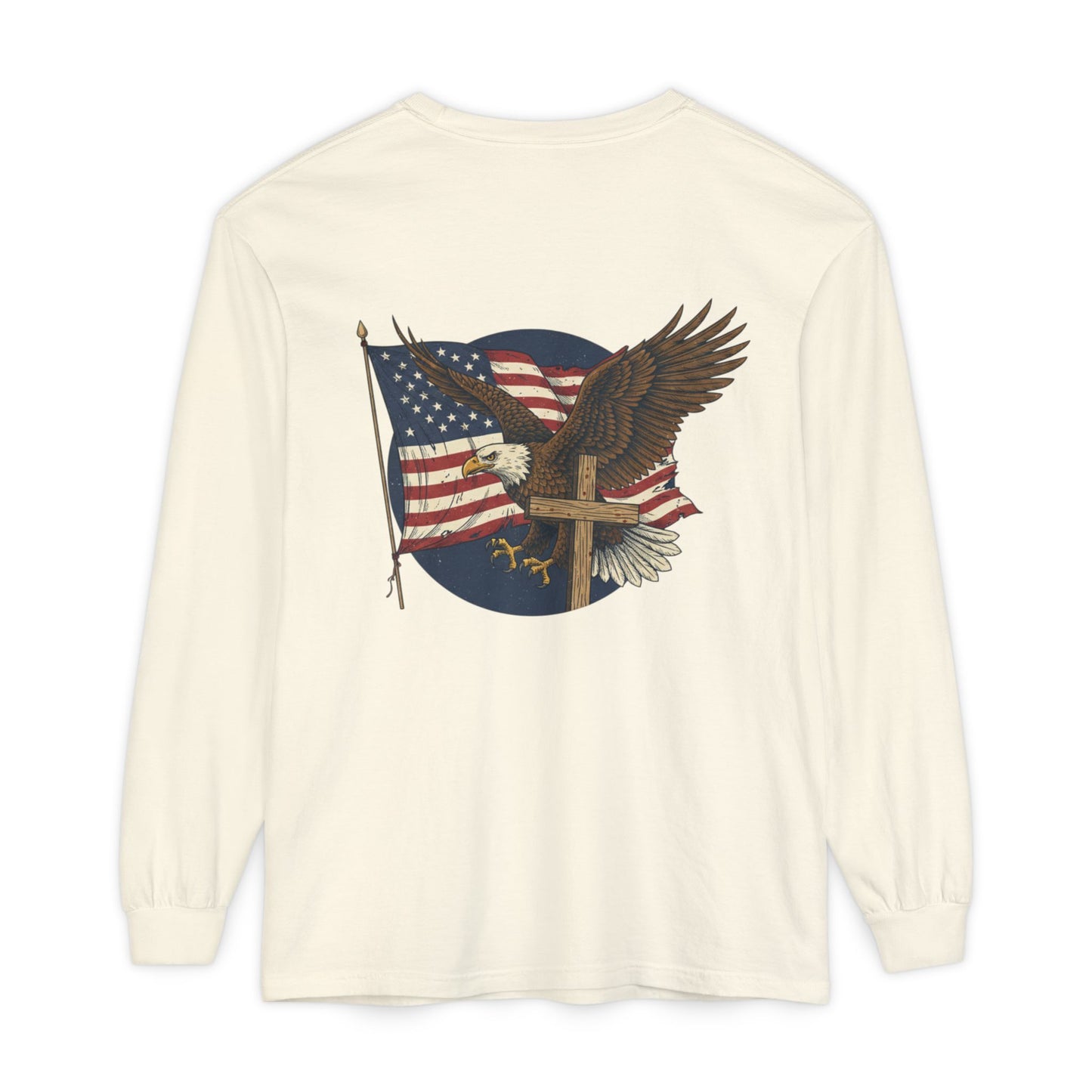 Patriotic Eagle Long Sleeve Tee — American Flag Graphic