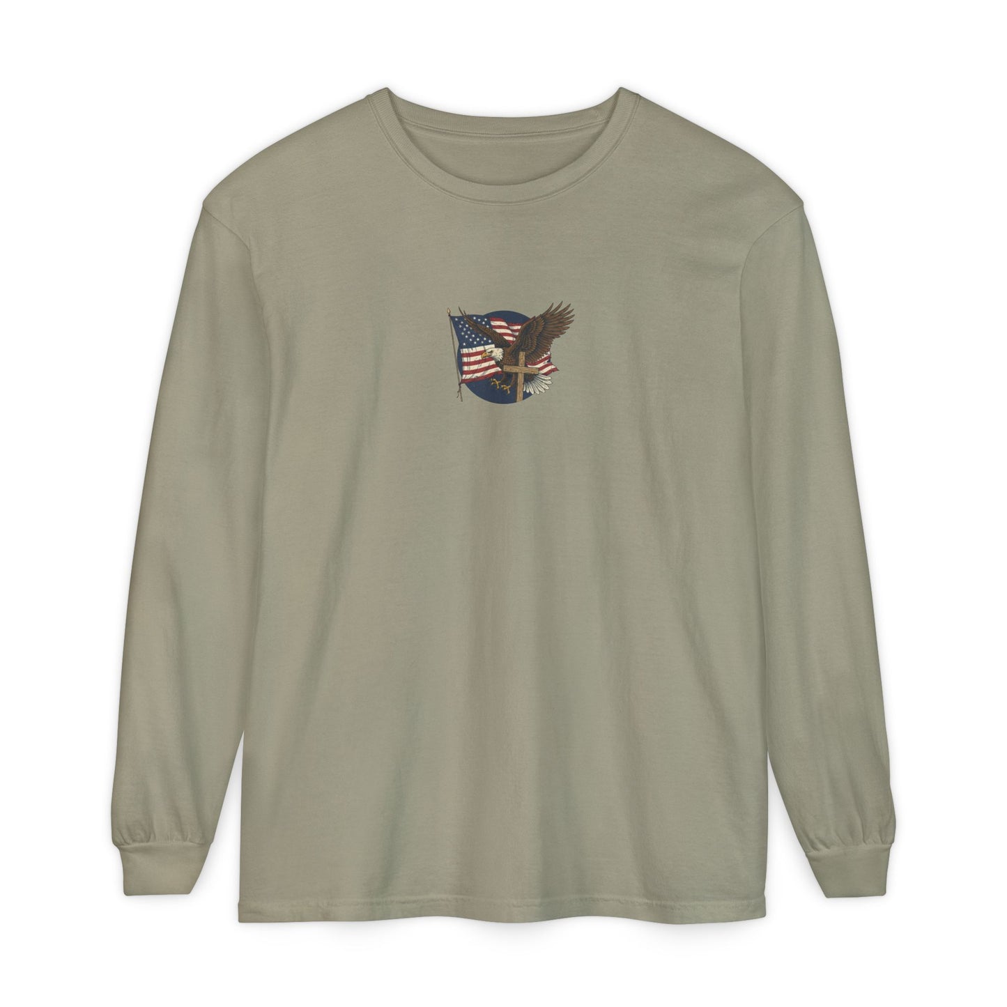 Patriotic Eagle Long Sleeve Tee — American Flag Graphic