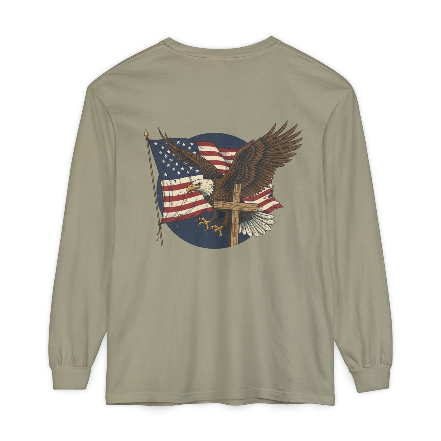 Patriotic Eagle Long Sleeve Tee — American Flag Graphic